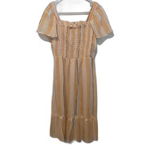 LC Lauren Conrad Smocked Flutter-Sleeve Dress M